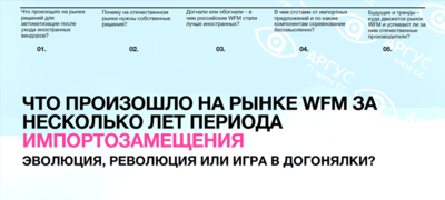 ЭВОЛЮЦИЯ, РЕВОЛЮЦИЯ ИЛИ ИГРА В ДОГОНЯЛКИ – ЧТО ПРОИЗОШЛО НА РЫНКЕ WFM ЗА НЕСКОЛЬКО ЛЕТ ПЕРИОДА ИМПОРТОЗАМЕЩЕНИЯ